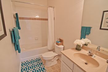 Luxurious garden tub in bathroom